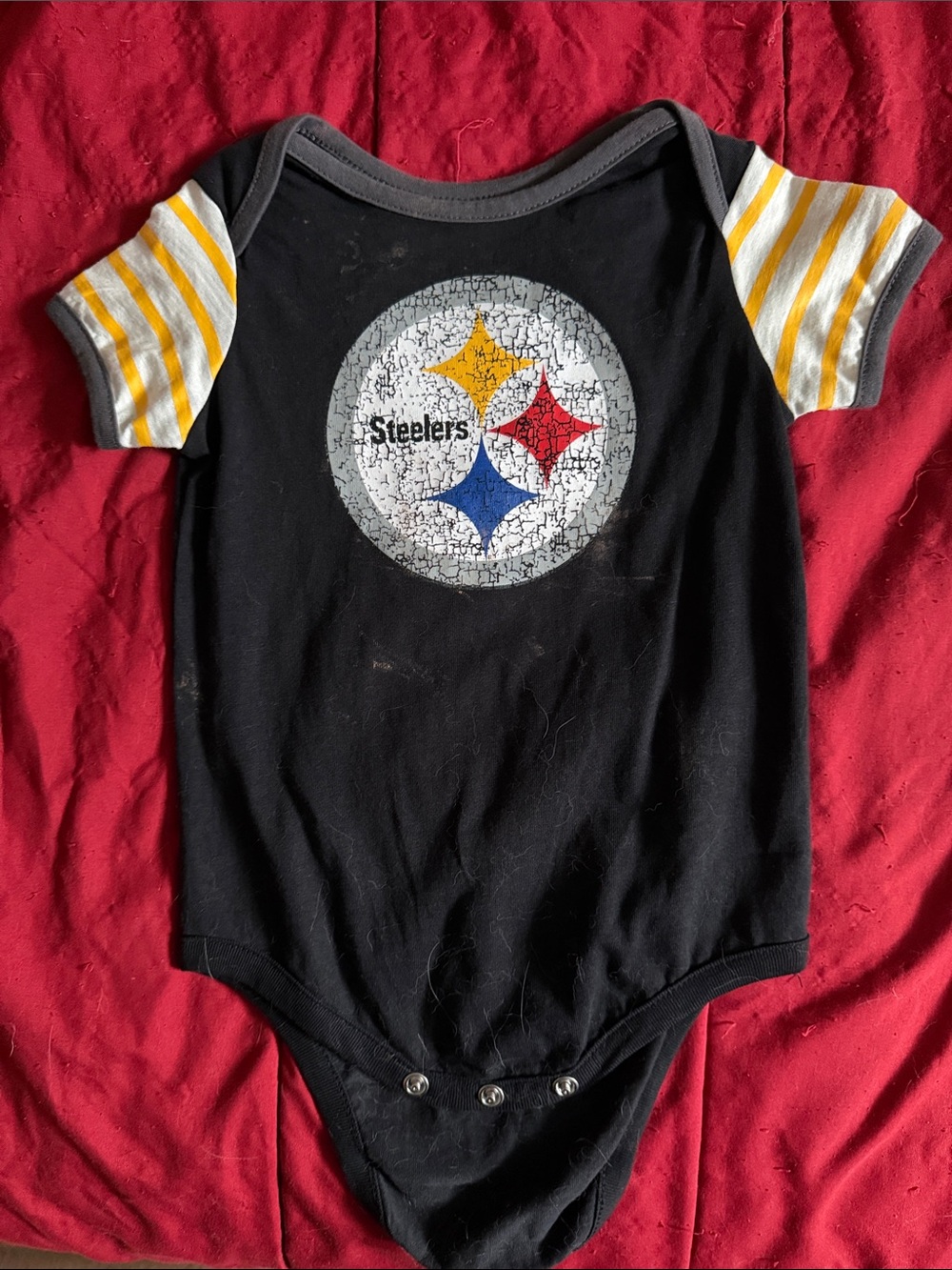NFL Black Baby Bodysuit with Yellow-Stripe Sleeves
